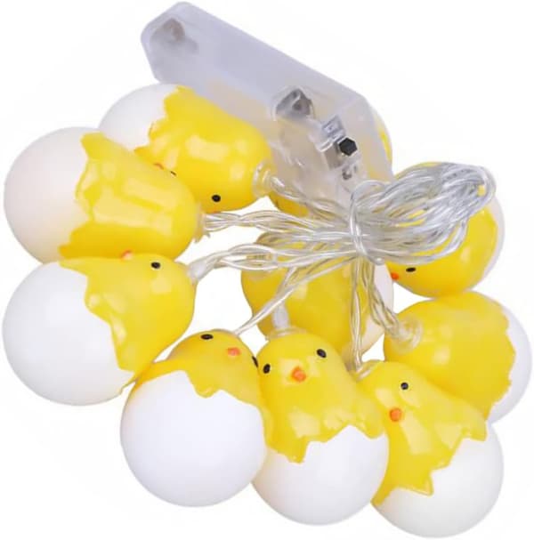 Påskebatteridrevne lyslenker 1,5 m 10 LED, søte kylling/knekt egg/påskeeggformede lys, innendørs romdekor til påske Eggshell chicken