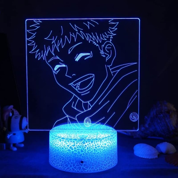 Jujutsu Kaisen Gojo 3D Illusions nattlampe med smart berøring, RGB-effekt, USB-kabeldrevet, kreativ japansk anime 3D-lampe - Ideell gave