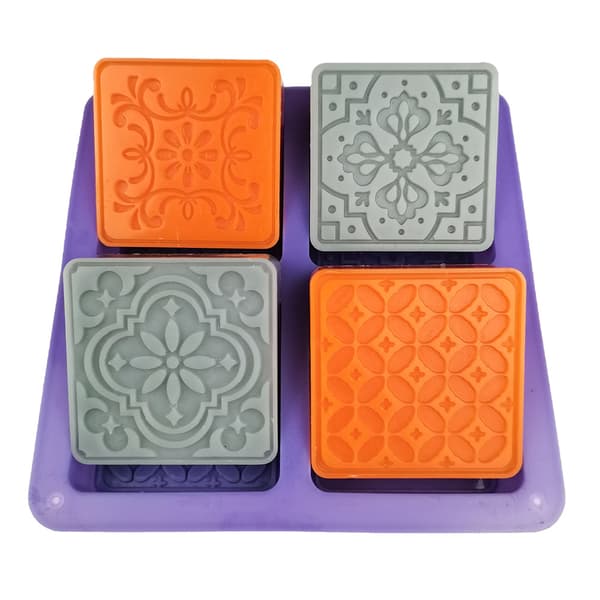 Silikoneform med fire huller, blomsterfirkant, til Halloween-chokolade