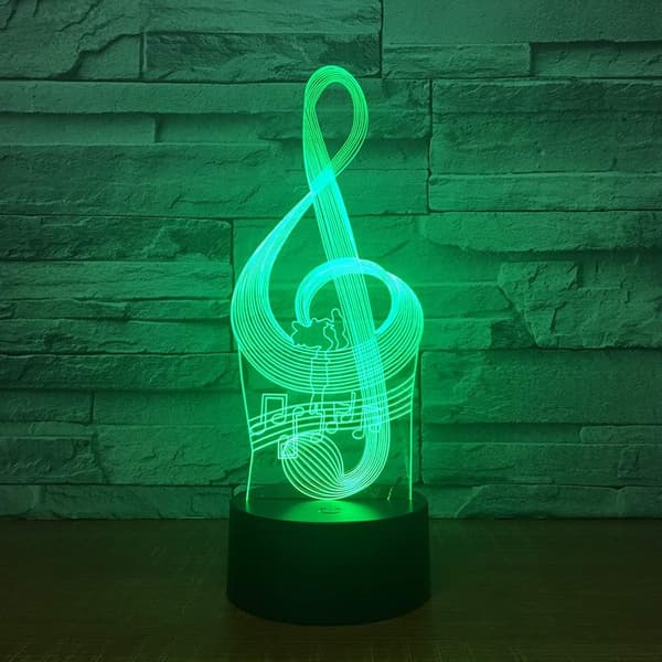 Musiknote 3D Natlampe, 7 Farver Skiftende Optisk Illusion
