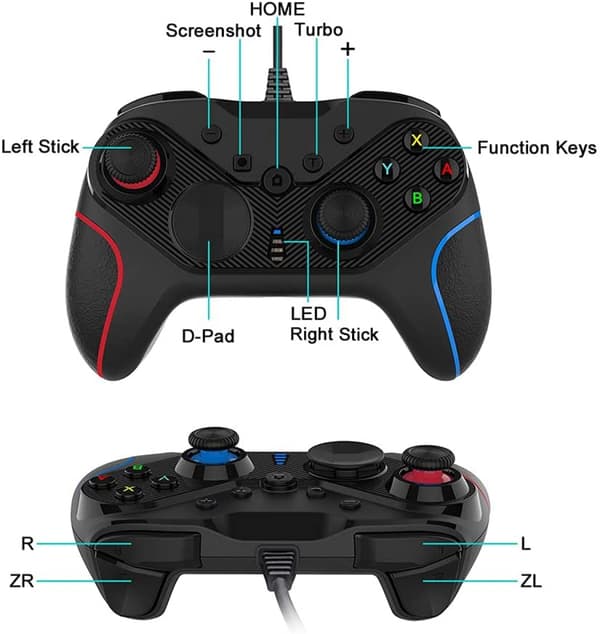 USB Kablet Spillkontroller Ergonomisk Joystick med Du A