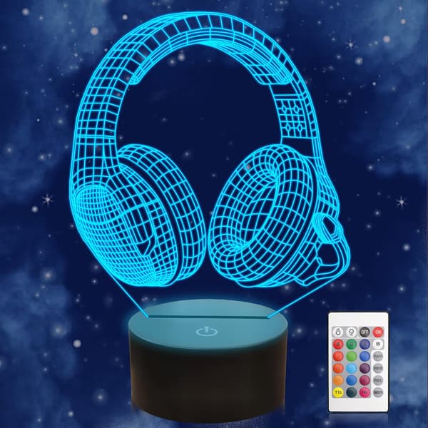 Hovedetelefon Natlampe til Børn, Musikhovedtelefon 3D Illusion Lamper