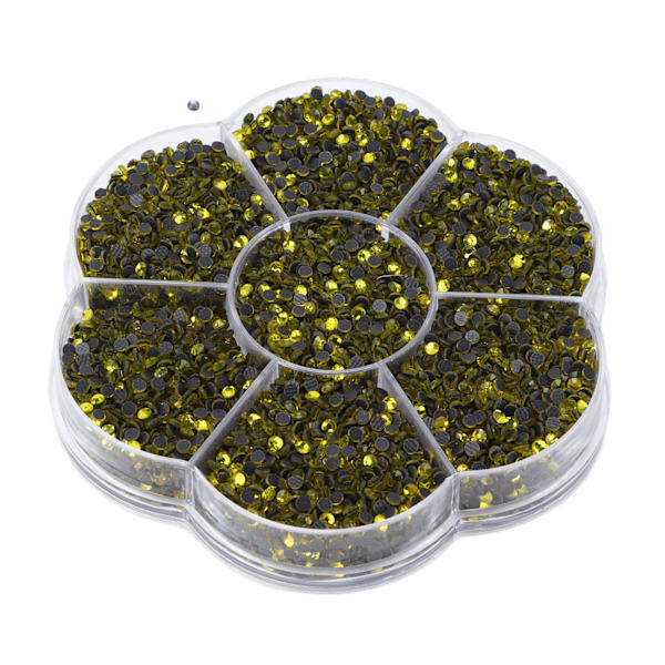 14400 stk. flade bagsiderhinestones, blændende farverige DIY robuste iriserende rhinestones runde perler til manicure makeup, citrongul