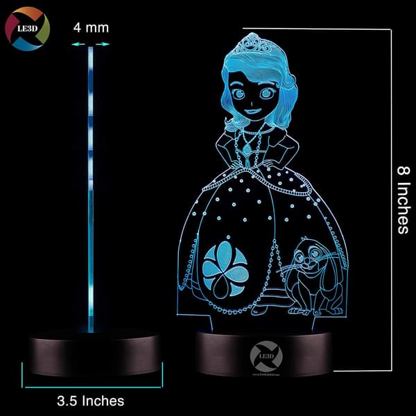 3D Optisk Illusions Natlampe - 7 LED Farveskiftende Lampe