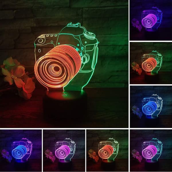Kamera Nattlys LED 3D Illusjon USB Fjernkontroll Lampe C