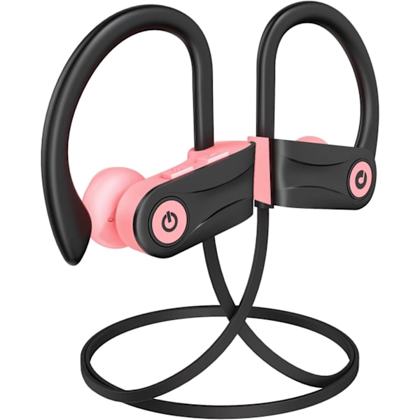 Bluetooth-kuulokkeet, langattomat juoksukuulokkeet 16 tunnin toistoajalla, HD Deep Bass Stereo IPX7 vedenpitävät kuulokkeet Bluetooth 5.3 äänieristyksellä Pink