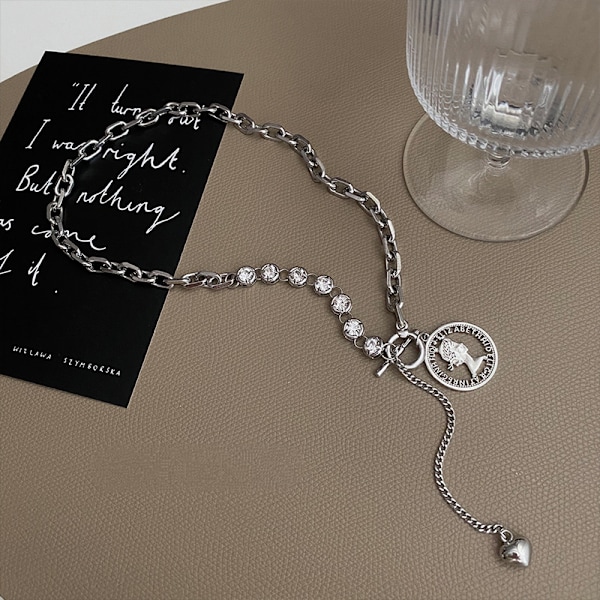 Silver Coin Pendant  Chain Necklace - Äkta och elegant minnessak smycken för kvinnor