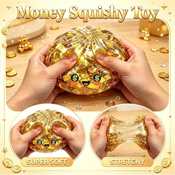 Ocean Glitter Dumpling TPR Fidget Toy, Transparent Squeeze Stress Ball with Steamer Base