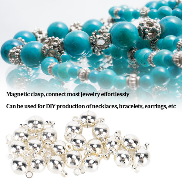 20 set magnetiska lås runda mässingsmode smyckeslås för DIY hantverk halsband armband örhängen tillverkning White