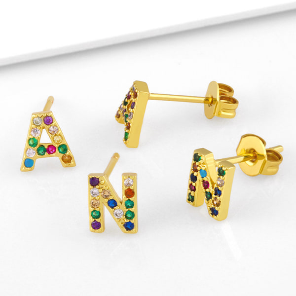 Örhängen  Post Rainbow Cubic Zirconia Guldpläterad