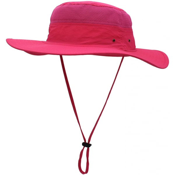 Hatt för män Solhatt UPF 50+ Bred Brätte Bucket Hat Vindtät Fiske Rose Red