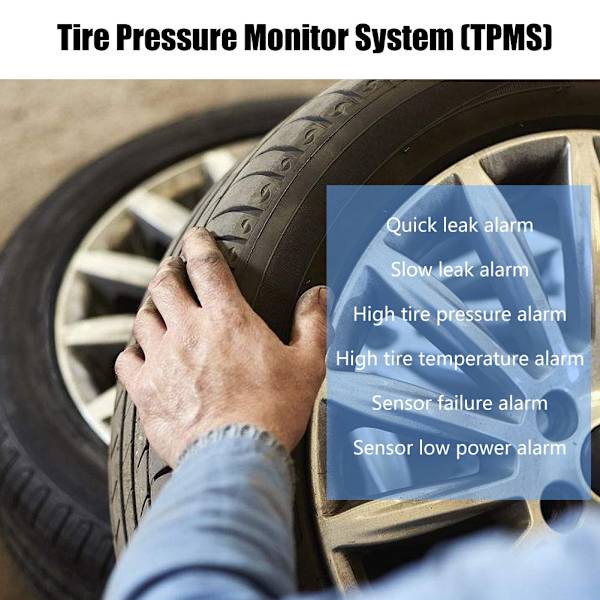 Däcktrycksövervakningssystem för bil, TPMS, Däcktrycksgivare, Solcellsladdning