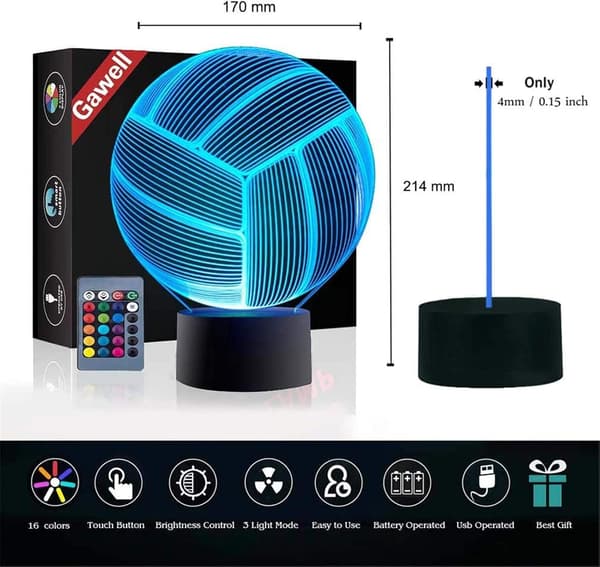 Julegave Volleyball 3D Illusjon Bursdagsgave Lampe