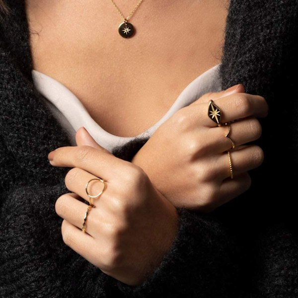 Guld Ring med Ögonhänge