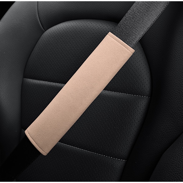 For Volvo setebelte skuldertrekk XC60/XC40/S90/S60 sikkerhetsbelte semsket skinntrekk (par, beige)