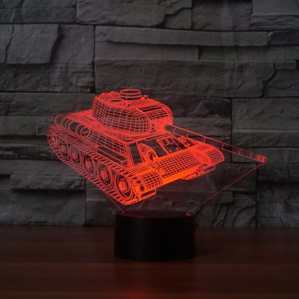 3D Tank Nattlys Bilbord Skrivebord Optisk Illusjon Lamper 7