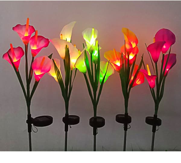 LED Solar Lamper Udendørs Have Dekorative Blomster, Vandtæt White