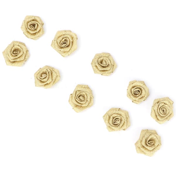 10 st DIY Polyesterband Guldros Blomknopp Bröllopsdekoration Tillbehör