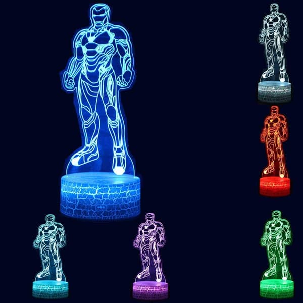 3D Natlampe Touch Bordlampe Superhelt Tre Mønstre