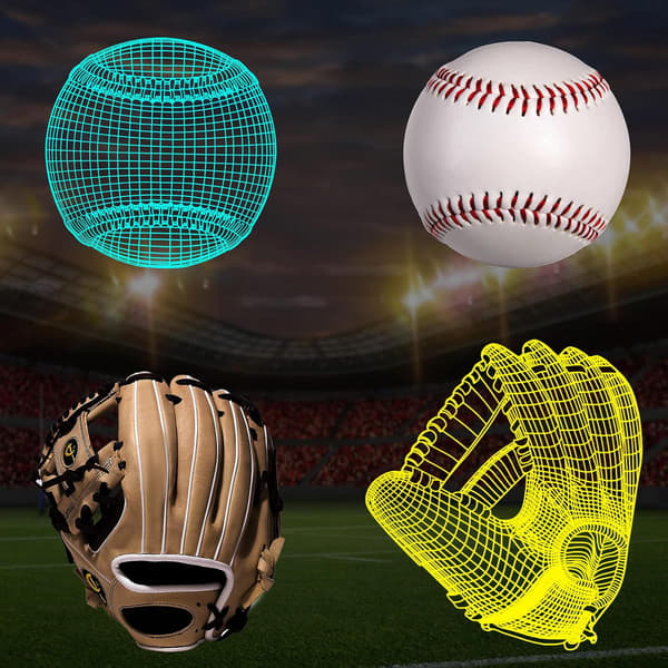 3D Baseball Natlampe til Pigeværelse, 3-Mønstre og Timer