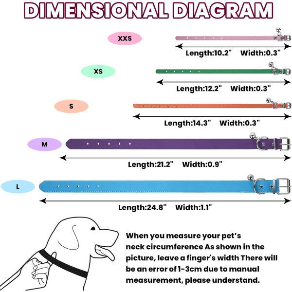 L Hundehalsbånd til små hunde Justerbare hundehalsbånd Kattehalsbånd til små mellemstore store hunde 1,18 tommer bredde (HotPink, L) HotPink XL