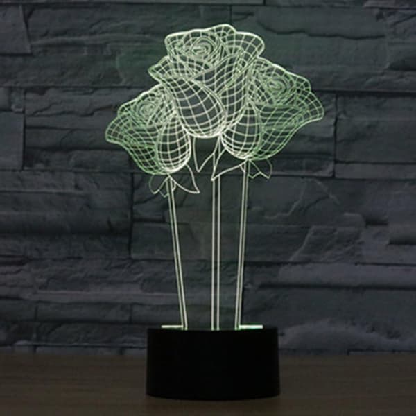 Morsdaggave, YKL World Blomst Nattelykt 3D Rose Bordlampe