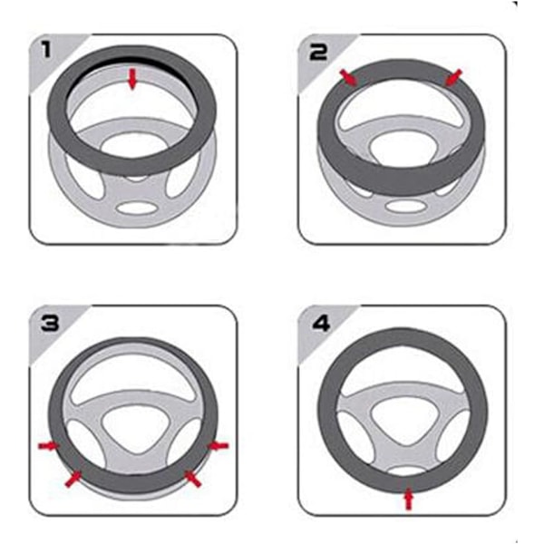Bil Rattkåpa, Universal 15 Tum Passform, Mjukt Läder, Andningsbar Anti-Slip Black&Red