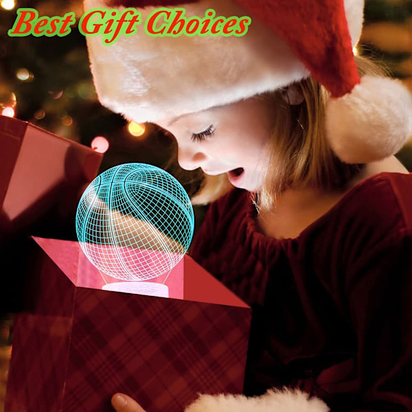 Basketball Natlampe, 3D LED Illusion Lampe med Fjernbetjening