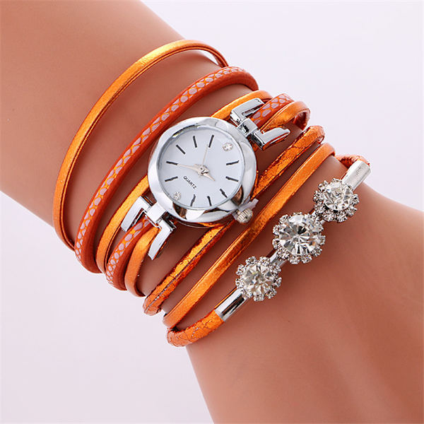 2024 Ny Kompakt Armbåndsur Dame Casual Mote Kvarts Klokker Utsøkt Gave til Kvinner Orange