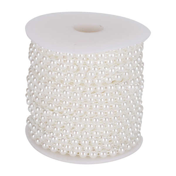 6mm 25m Kunstig Perle Perle Streng Kunstig DIY Dekorasjon Tilbehør for Gardin Inngang Hvit