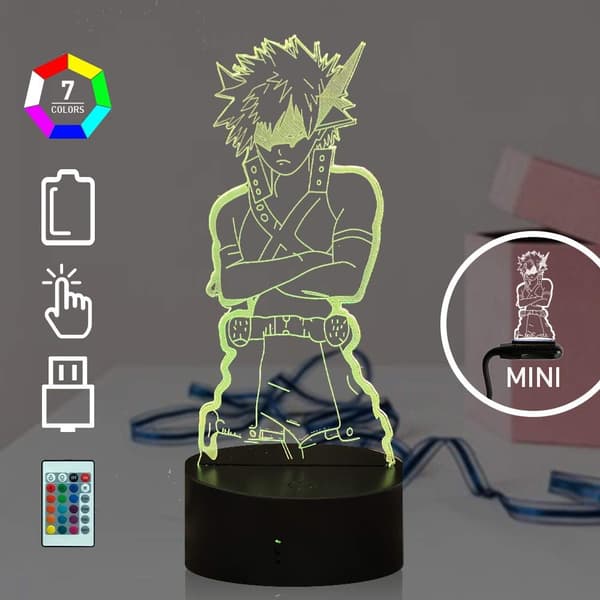 Katsuki Bakugo Figur 3D LED Natlampe til Drenge Piger, Anime