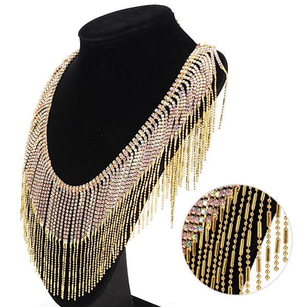Rhinestone-kjedekopp, skinnende krystallglassdusker, dekorasjon for håndverk, sying, DIY, 1 meter, gull AB-farge