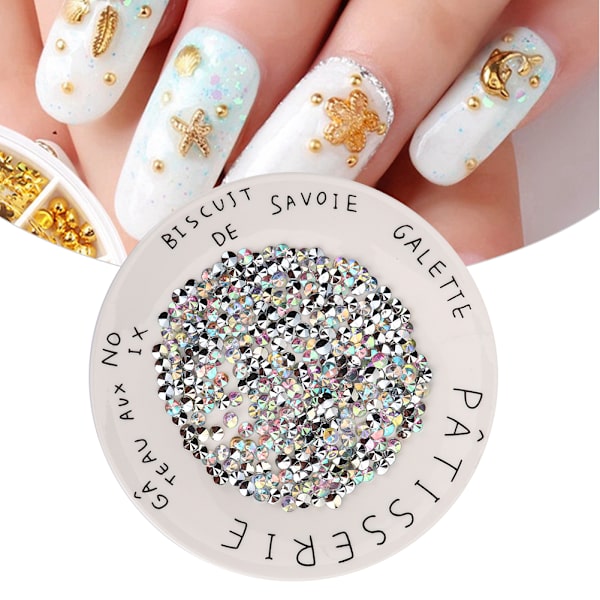 1000 st 8 mm strass silverpläterad botten akryldiamant för bröllop DIY nagelskönhetsdekoration AB färgglad