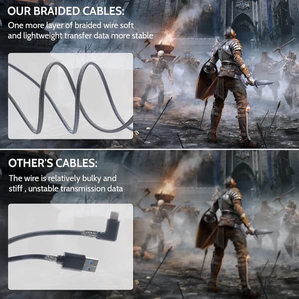 Link-kabel kompatibel med Oculus Quest 2 16ft, hurtig lading og PC-dataoverføring USB C 3.2 Gen1-kabel for VR-headset og spill-PC