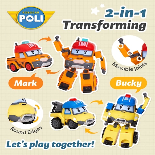 Transformer Robot, Bucky 4\" Transformerbar Legetøjsfigur Køretøjer, Bjergredning Bil Nødhjælps Legesæt, Julegave Fødselsdagsgave til Børn Bucky