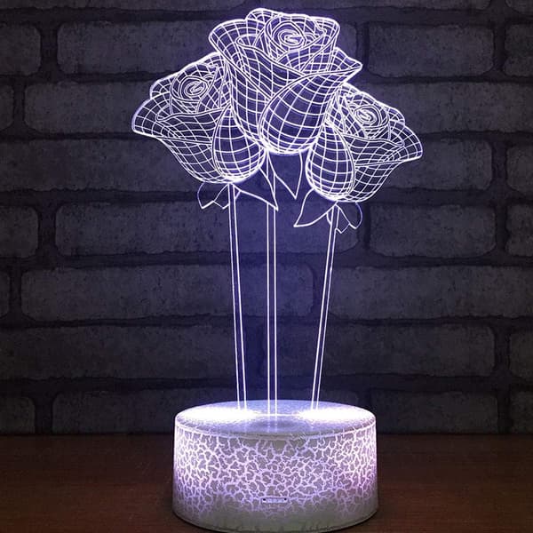 Abstrakt 3D Blomst Optisk Illusjon Nattlys 7 Farger C