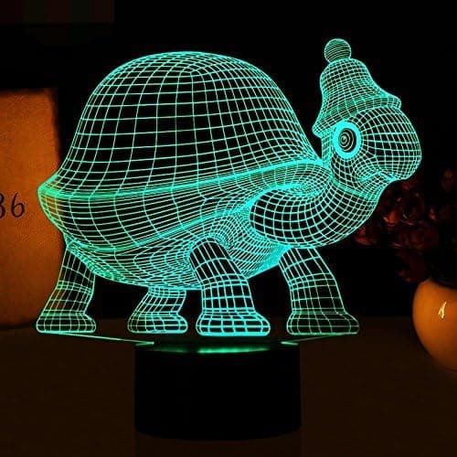 3D Skilpadde Nattlys LED Dekor Bord Skrivebord Optisk Illusjon