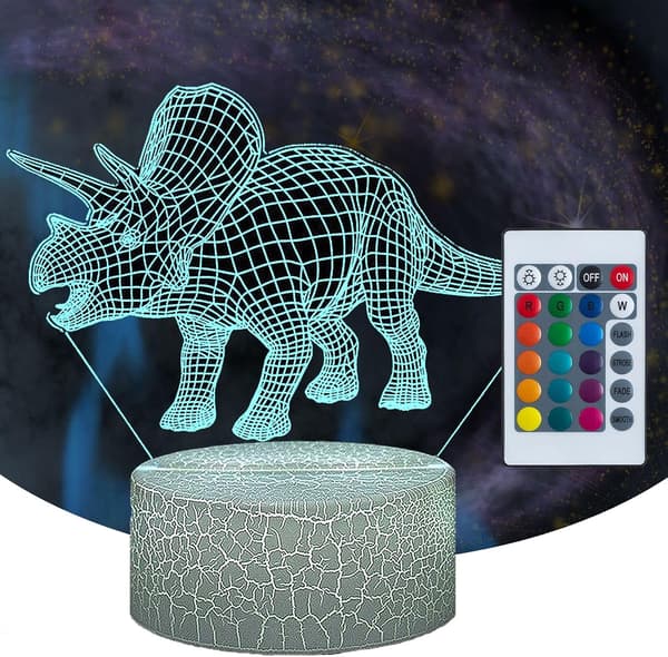 Dinosaur Legetøj 3D Dinosaur Natlampe til Børn Triceratops I