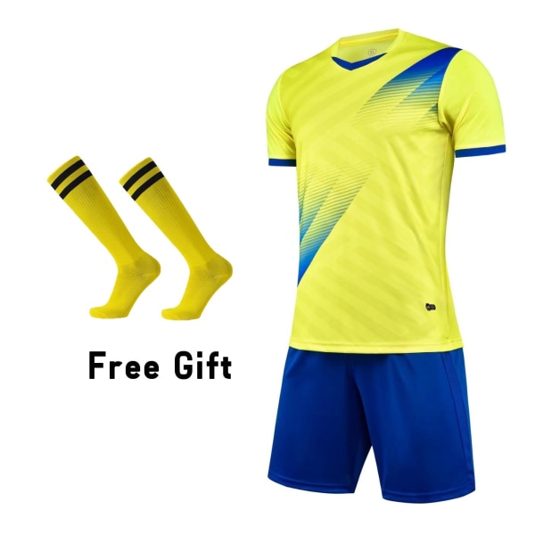 Pojkar Fotbollströja träningsdräkt Barn Fotboll Sportkläder Barn Lek Boll Sportkläder Kits väst barn fotbollsdräkt Strumpor Yellow Not Custom XS Height 140-150CM