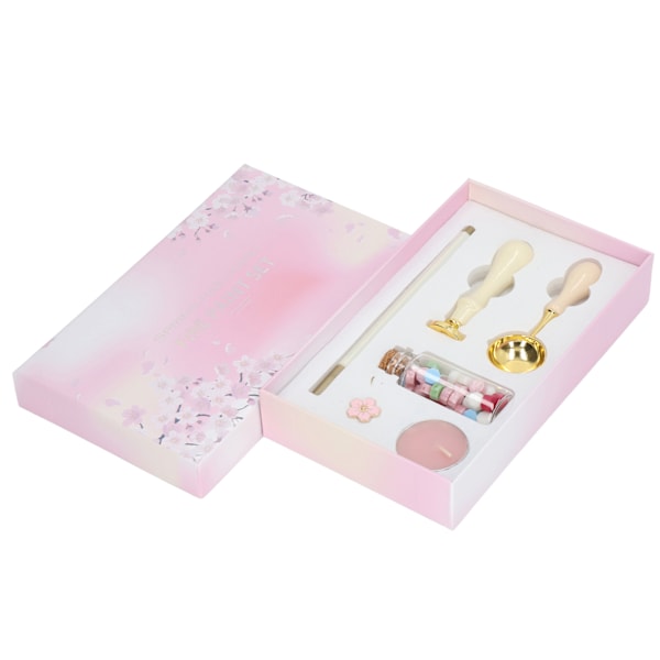 Vaxstämpelset Europeiskt Retro Sakura Mönster DIY Stämpel Handkonto Kuvert Eldfärg Tätningsvax Kit Presentförpackning Dekor