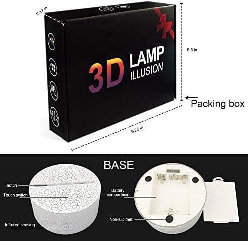 3D Illusion Natlampe Superhelt Tre Mønstre 16 Farver Ch