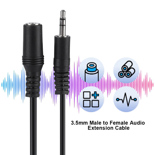 3,5 mm hane till hona ljudförlängningskabel Jack Aux-kabel för smartphone hörlurar Stereo 5,0 m
