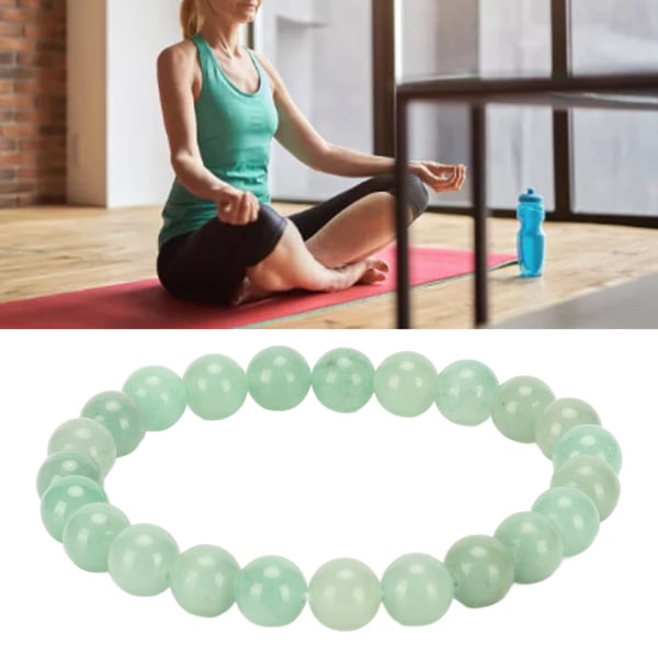 Helmikoristeinen rannekoru, elegantti halkaisija 8 mm, venyvä luonnonkristallirrannekoru uniseks-meditaatioon, paineenpoistoon, lahja Green Aventurine