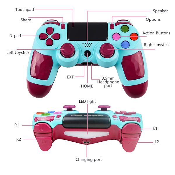 PS4-spelkontroll för PS4, Bluetooth trådlös handkontroll Blue