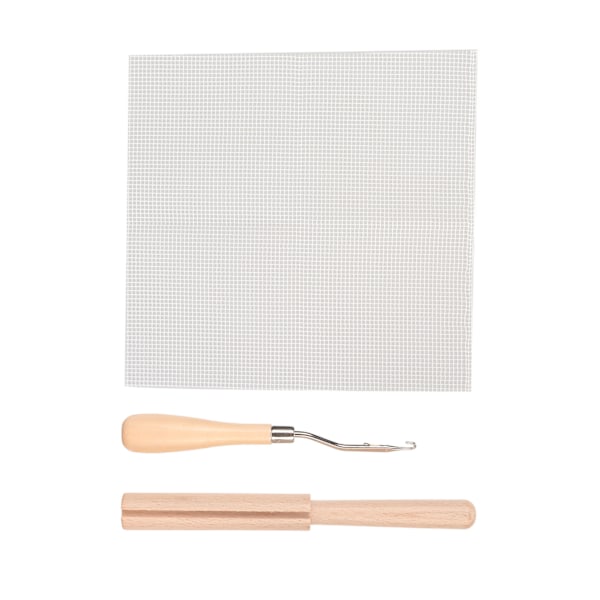 Latch Hook Tool Kit Blank Rug Hooking Mesh Canvas Træhåndtag Hæklekrog til Tæppe Gobelin