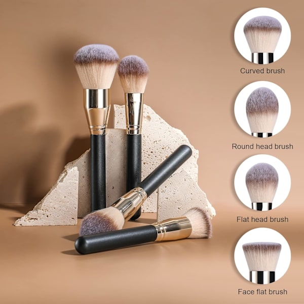 Sminkborste Set 4 st Premium Foundation Syntetisk Puder Concealers Sminkborstar Stora Kosmetiska Borstar, Presentset