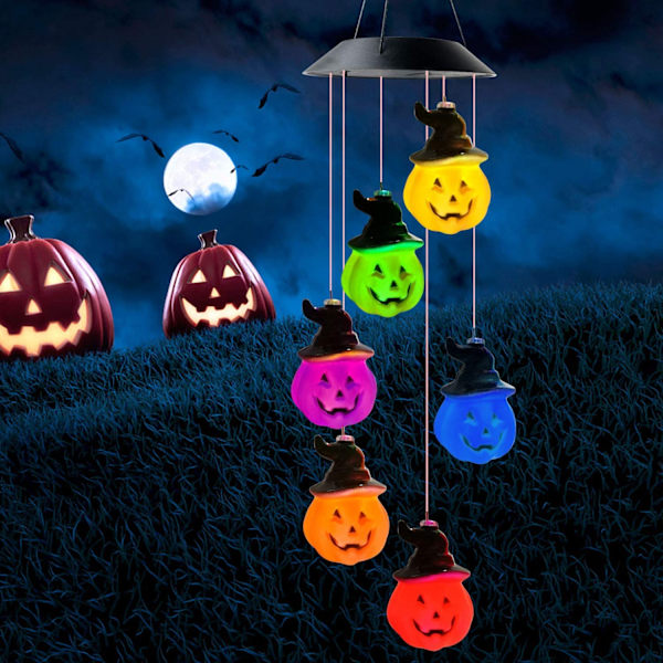 Vindspil, solcelledrevet vindspil, interessante gaver, Halloween-dekoration, græskarformede dekorative lys