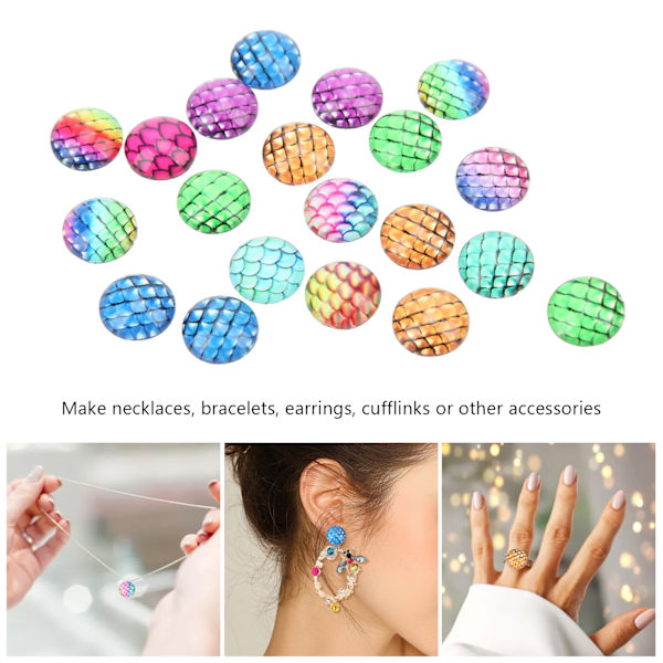 20 stk. Drageskala Resin Flade Cabochons Lyse Farver 12mm Dome Cabochons Ædelstene til DIY Halskæder Armbånd Øreringe