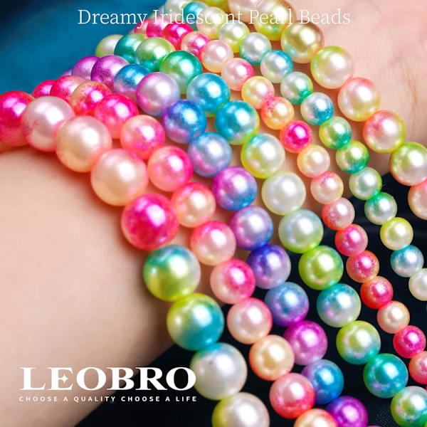 Pärl Beads för smyckestillverkning, Iridescent Bead Bracelet Making Kit för vuxna, Pärlor för hantverk, vänskapsarmband Pärlor för armband,