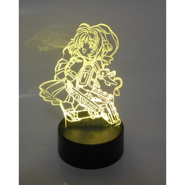 Card Captor Sakura Anime Rulleskøyte Lasergravert 3D-effekt Akryl LED Skrivebordslampe